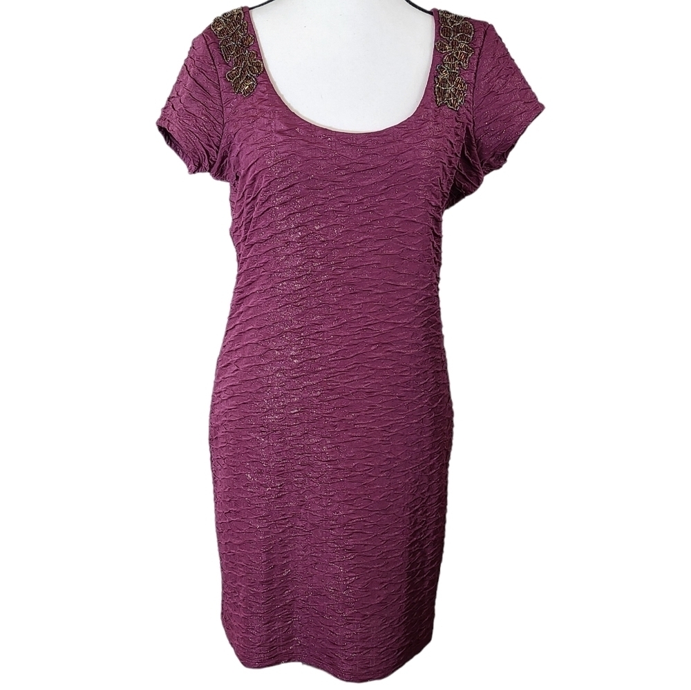 Free People Bringing Sexy Back beaded scoop back shimmer mini dress size Medium